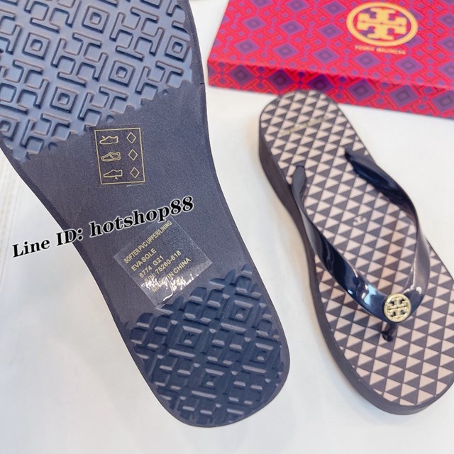 TORY BURCH2021年夏季新款女款坡跟人字拖TB官方春夏季主打款女士人字拖 dx2385